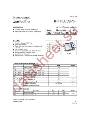 IRFH5053TR2PBF datasheet  